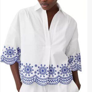 French Connection Alissa Cotton Embroidered Top
